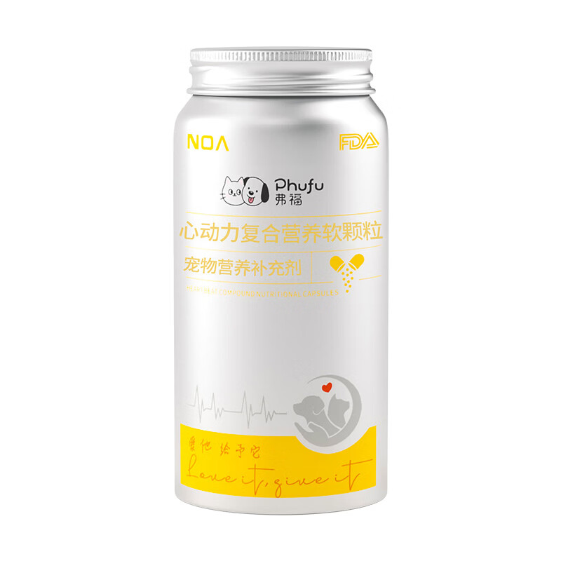 弗福（Phufu）猫咪益生菌狗狗宠物软骨素辅酶Q10乳铁蛋白维生素赖氨酸牛磺酸nmn 心动力复合营养软颗粒  60粒/瓶