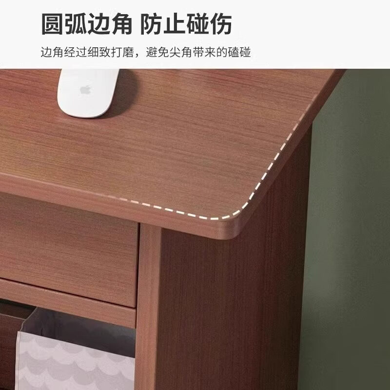 电脑台式桌单人小型小书桌窄带抽屉小桌子简易书桌子办 【带抽屉】深胡桃色60cm