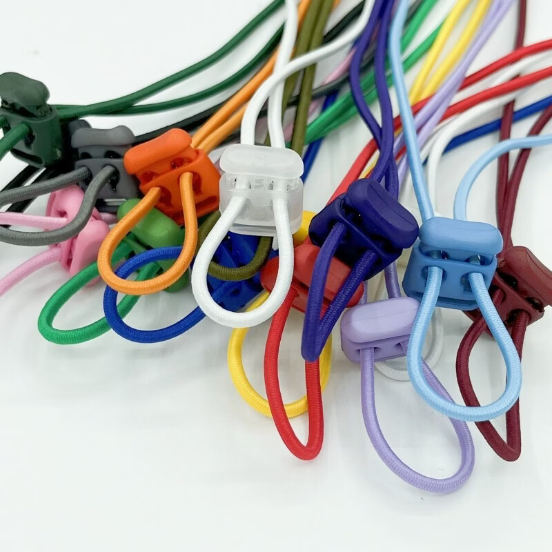 何佳功帽子防风绳卡扣 辅料开口圈松紧带帽子裤管束紧绳止扣绳卡扣衣服 湖绿 5米弹力绳+10个扣子，+穿绳器