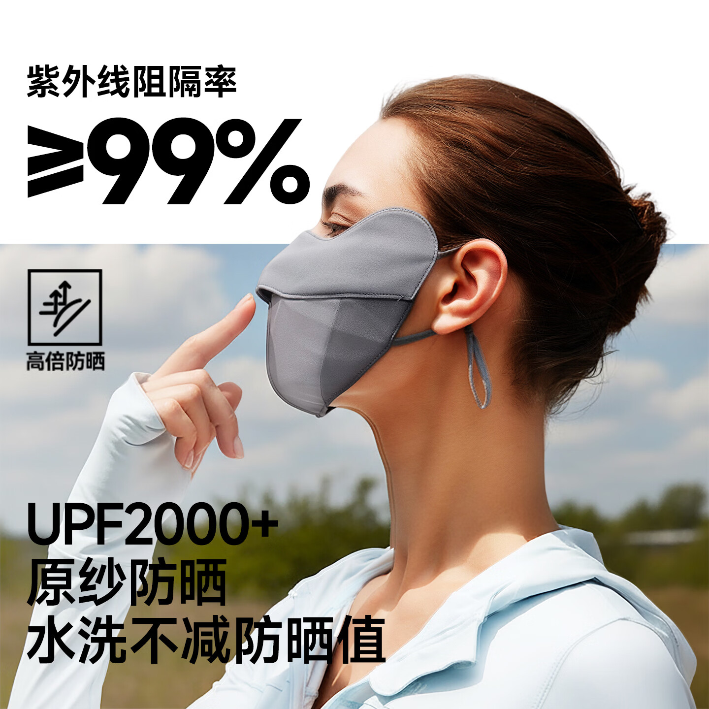 OhSunny护眼角防晒口罩女新款拼接修容V脸玻尿酸美肌显脸小 暗夜黑 M