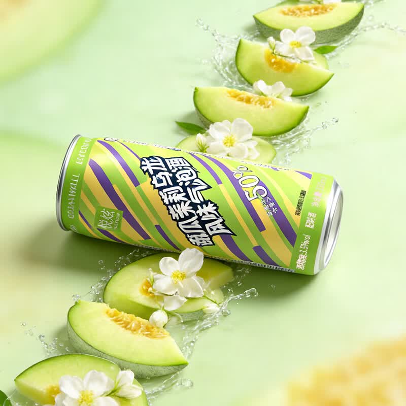 悦炫低醇微醺果味气泡酒+苏打水混合装 携带方便饮用轻松3.5%vol 甜瓜茉莉乌龙风味2罐+怡泉原味4罐
