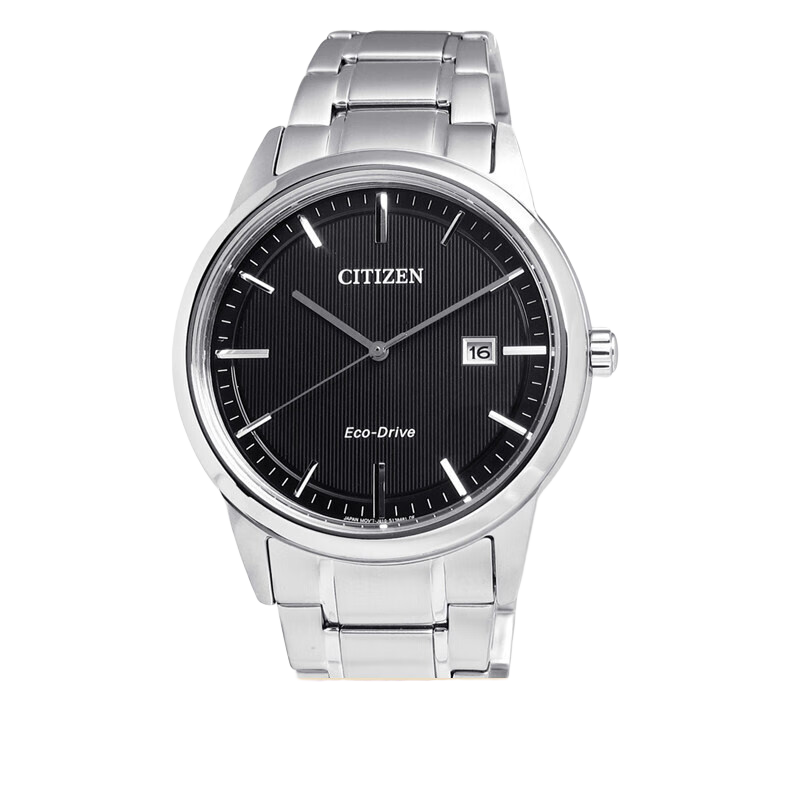 西鐵城（CITIZEN）手表光動能表 新款情侶不銹鋼表盤日期顯示腕表 生日禮物 AW1231-58E 鋼帶男表