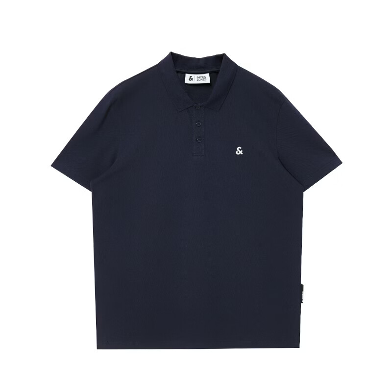 杰克·琼斯（JACK&JONES）26年男装夏季新款polo衫男士商务休闲简约纯色刺绣翻领短袖t恤 E38深兰色 常规 L （180）