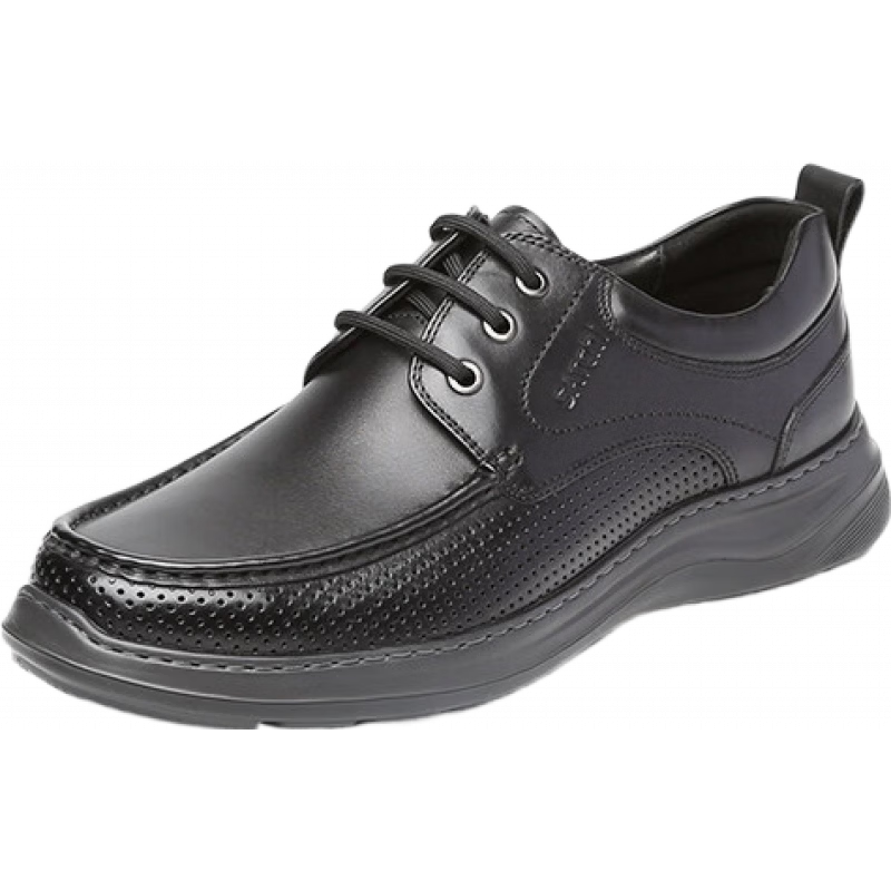 沙馳男鞋夏季鏤空休閑鞋輕便沖孔透氣小牛皮彈軟商務(wù)休閑鞋 黑色402343329Z 37