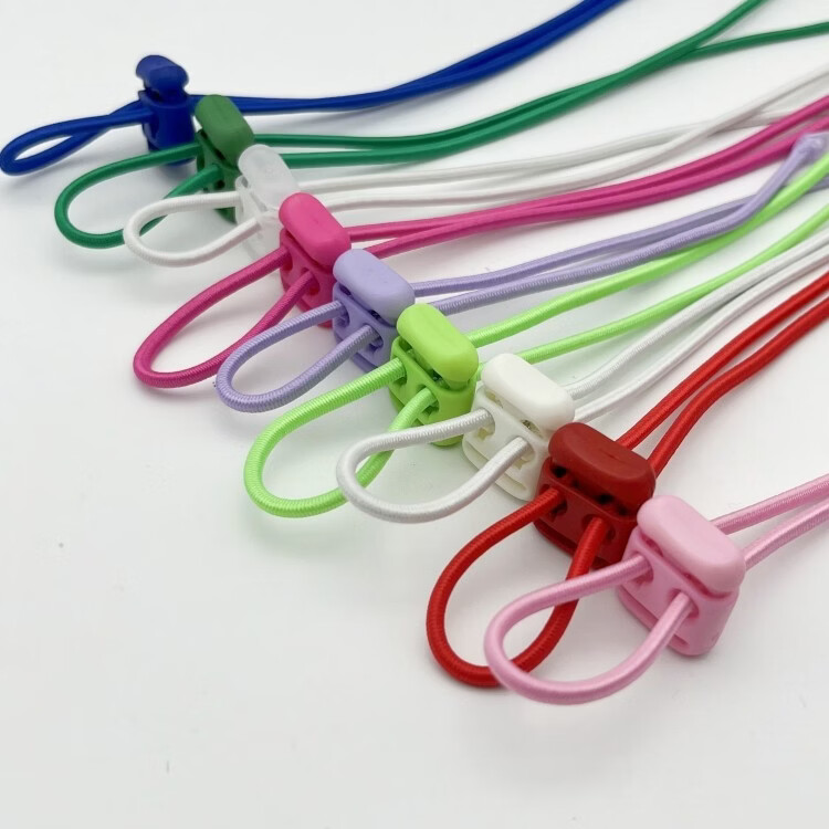 何佳功帽子防风绳卡扣 辅料开口圈松紧带帽子裤管束紧绳止扣绳卡扣衣服 湖绿 5米弹力绳+10个扣子，+穿绳器