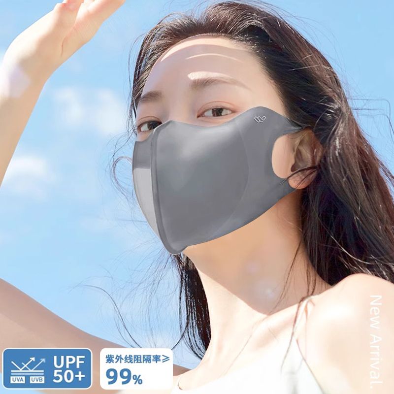 万宝绿玻尿酸防晒口罩女高颜值3d立体护眼角夏季薄透气防紫外线全脸面罩 升级冰感防晒【深黛灰】 UPF50+防紫外线【玻尿酸植入保湿】