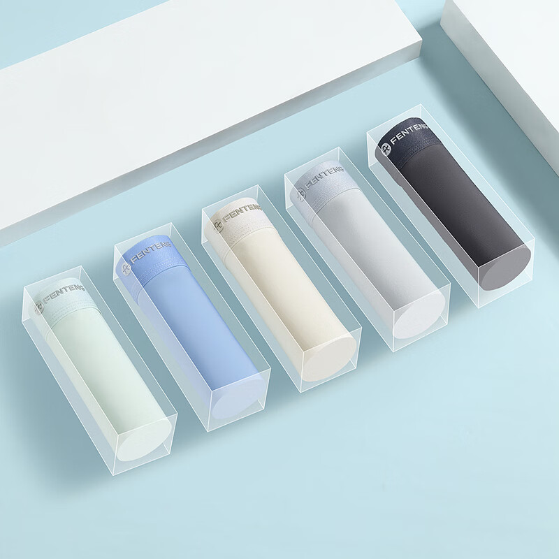 芬腾内裤男无痕冰丝26年新款10A抑菌5条装高弹透气四角短裤平角男士 组合一 碳灰/浅灰/燕麦/海蓝/薄荷绿 5条 L