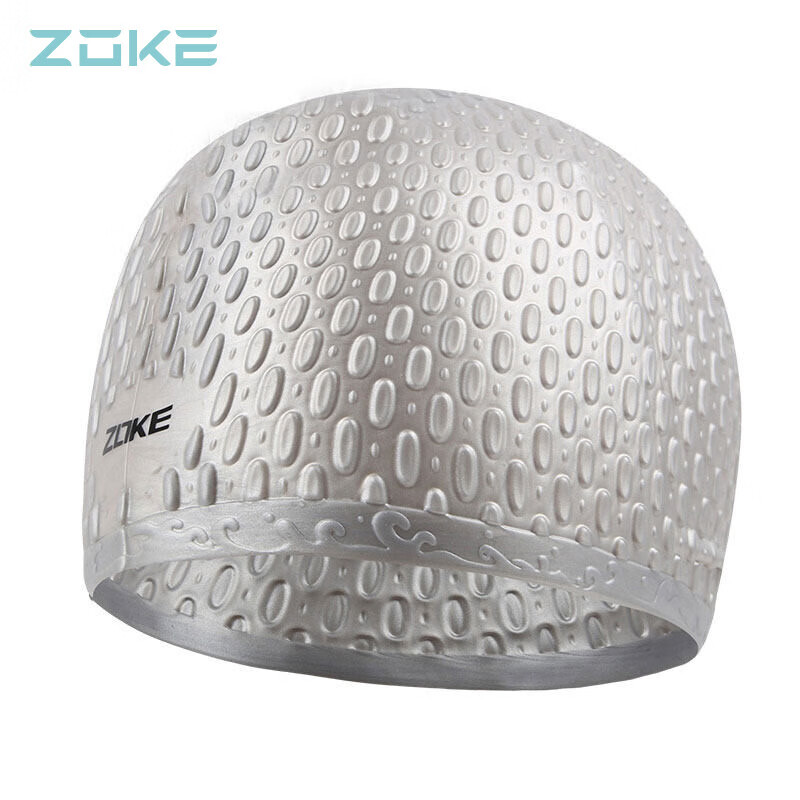 洲克 ZOKE 硅胶泳帽防水护发护耳水滴帽男士女士通用舒适不嘞头619503201-2