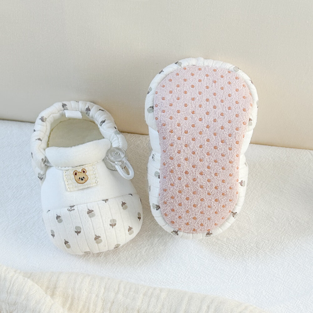 春夏宝宝鞋0-6-12个月婴儿鞋软底步前鞋透气不掉鞋秋9新生小月龄 杏色星星小熊星边扣单鞋单层单层 15 125mm 参考8-14个月