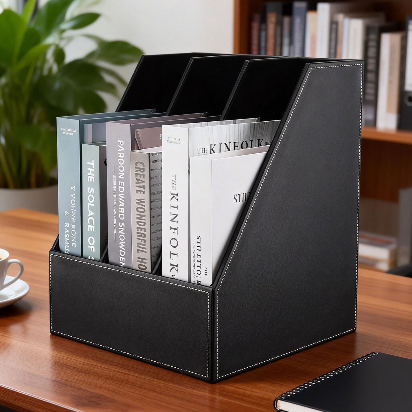 利蓝（LEADLAND）桌上文件架立式文件筐多层文件框书架资料档案架文件整理收纳置物架财务会计经理办公用品 【商务办公之选】黑色三联A113