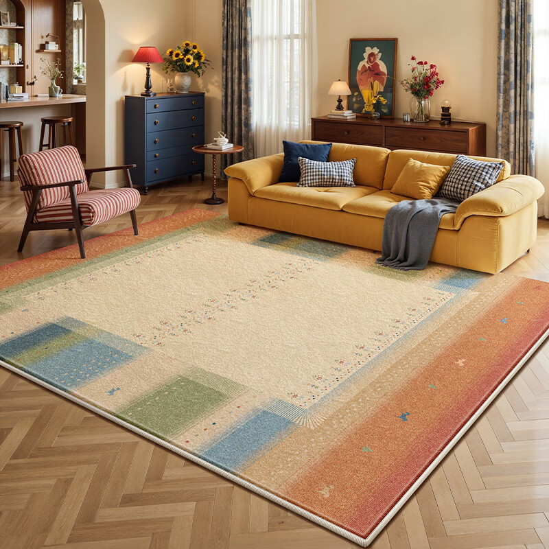 Y U-LIVE地毯客厅2026新款中古复古风免洗可擦免打理包豪斯高级感防水 S仿羊绒-彩虹的梦 定制请联系客服算价【享优惠】