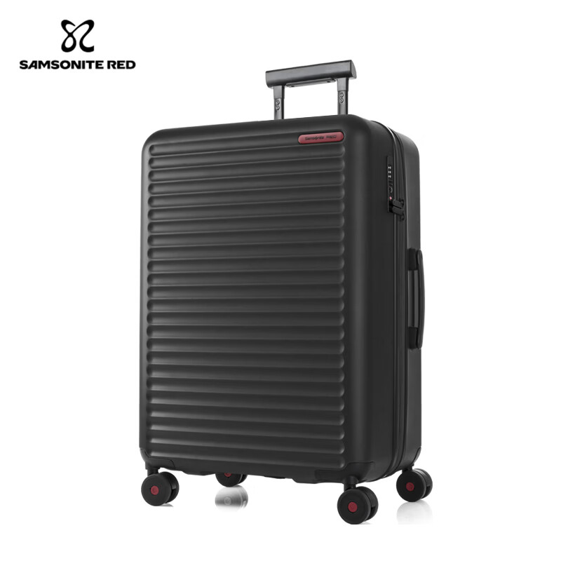 新秀丽（Samsonite）【娜扎同款】大波浪行李箱 时尚轻盈拉杆箱 大容量密码旅行箱KJ1 HG0-黑墨色 28英寸
