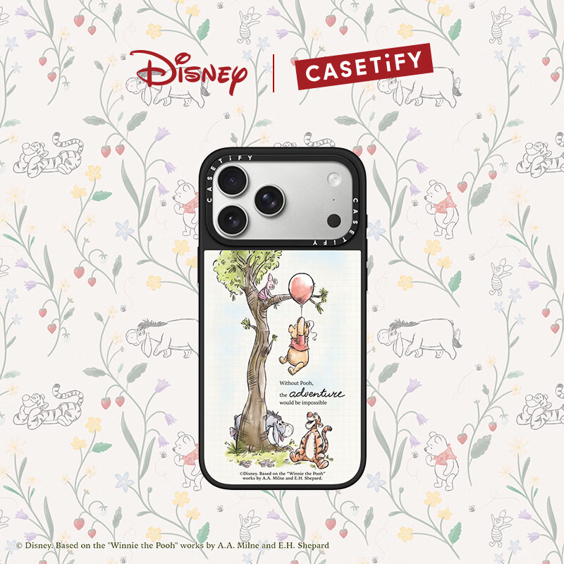 CASETIFY 迪士尼小熊维尼 | CASETiFY 联名 百年友谊 适用于iPhone17/16 Pro/Max 苹果手机壳 镜面黑框Magsafe iPhone 17 Pro
