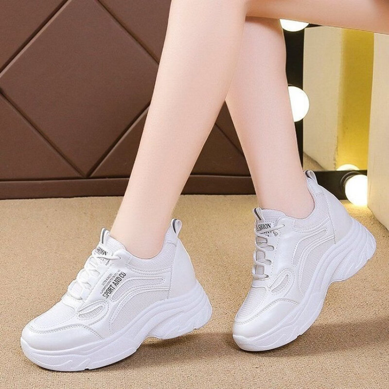 2026年秋季新款时尚百搭透气厚底网面老爹鞋网面透气小白鞋LT 白色 37