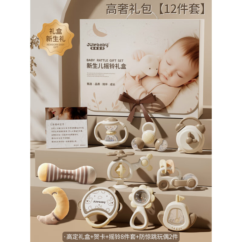聚樂(lè)寶貝（Ju Le Baby）新生的兒見(jiàn)面禮盒套裝送禮嬰兒玩具0到6個(gè)月滿(mǎn)月寶寶出生禮物 送禮【新生兒安撫禮盒】見(jiàn)面禮滿(mǎn)月禮周歲禮