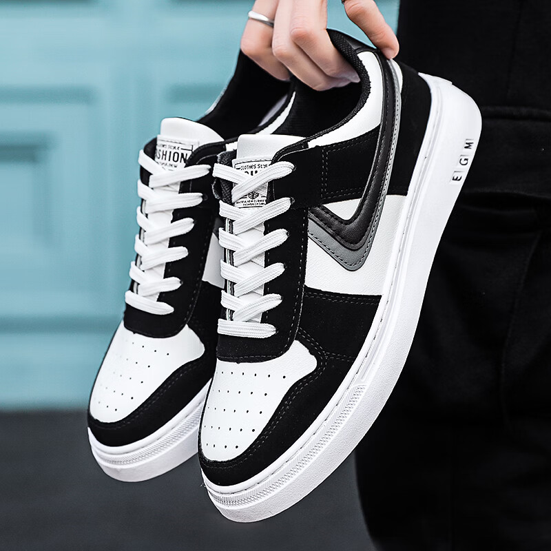 西域骆驼（VANCAMEL）男鞋冬季新款透气空军aj一号板鞋男士轻便软底运动休闲小白鞋子男 【官方正品 质量保证】黑色配色 43