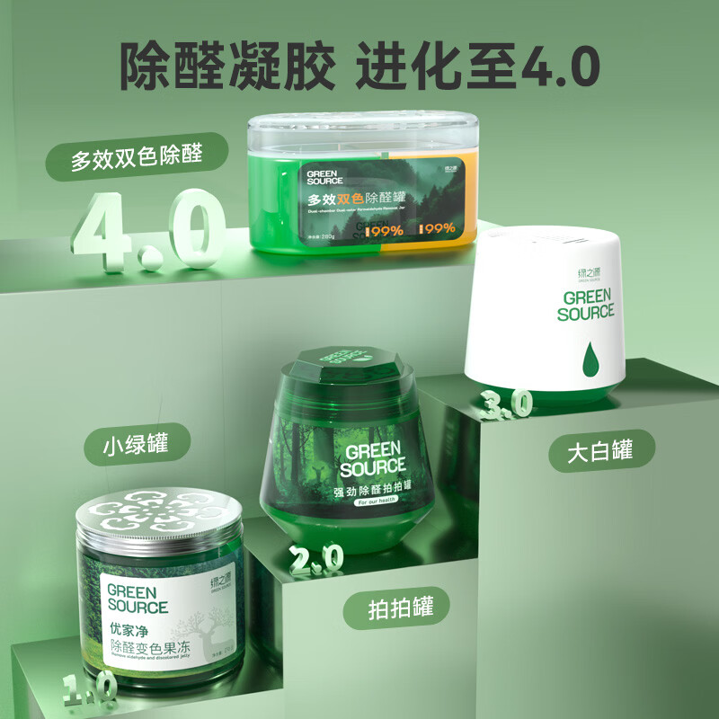 绿之源除甲醛果冻凝胶去甲醛新房家用除醛魔盒强力去异味吸甲醛清除剂 多效双色除醛罐11罐