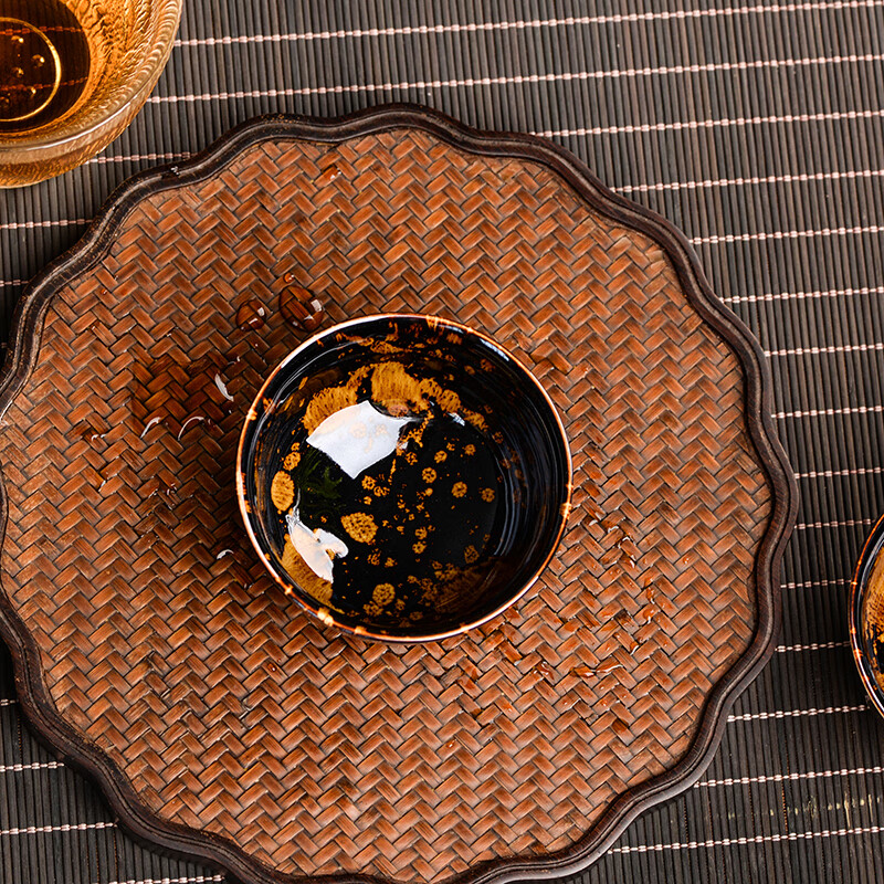 鋆钰茶具 天目瓷 尘梦木叶全手工主人杯茶壶 景德镇陶瓷三件套 色釉 小杯 1人饮 1个 色釉