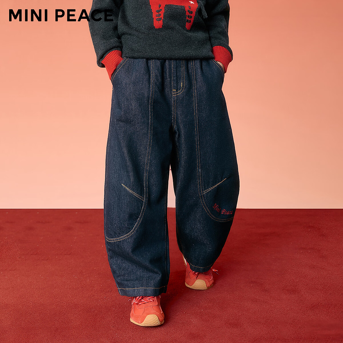 MiniPeace太平鸟童装春新男童牛仔长裤FAHAG110W 牛仔中黑 140