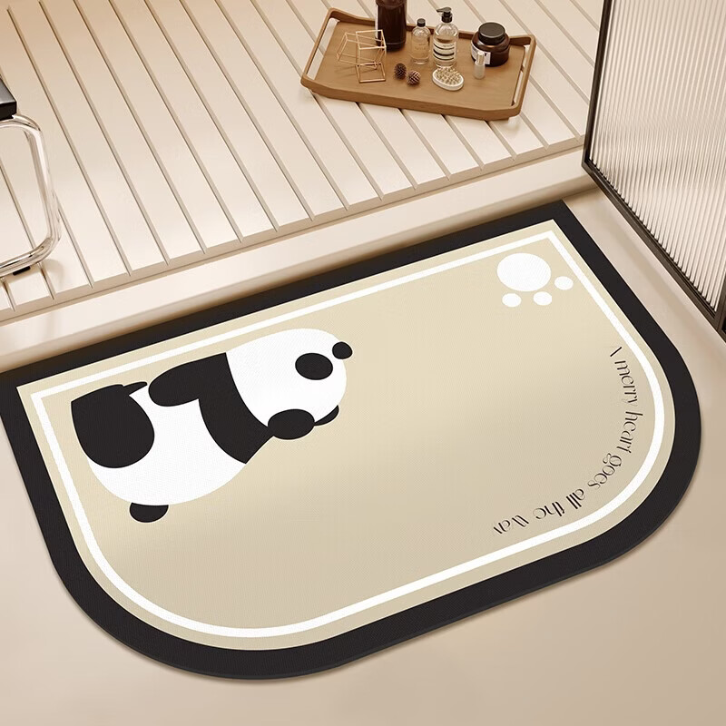 Y U-LIVE地垫浴室地垫软科技绒防滑吸水速干卫生间地垫脚垫家用洗手间门口 GZN-睡觉熊猫 40*60CM