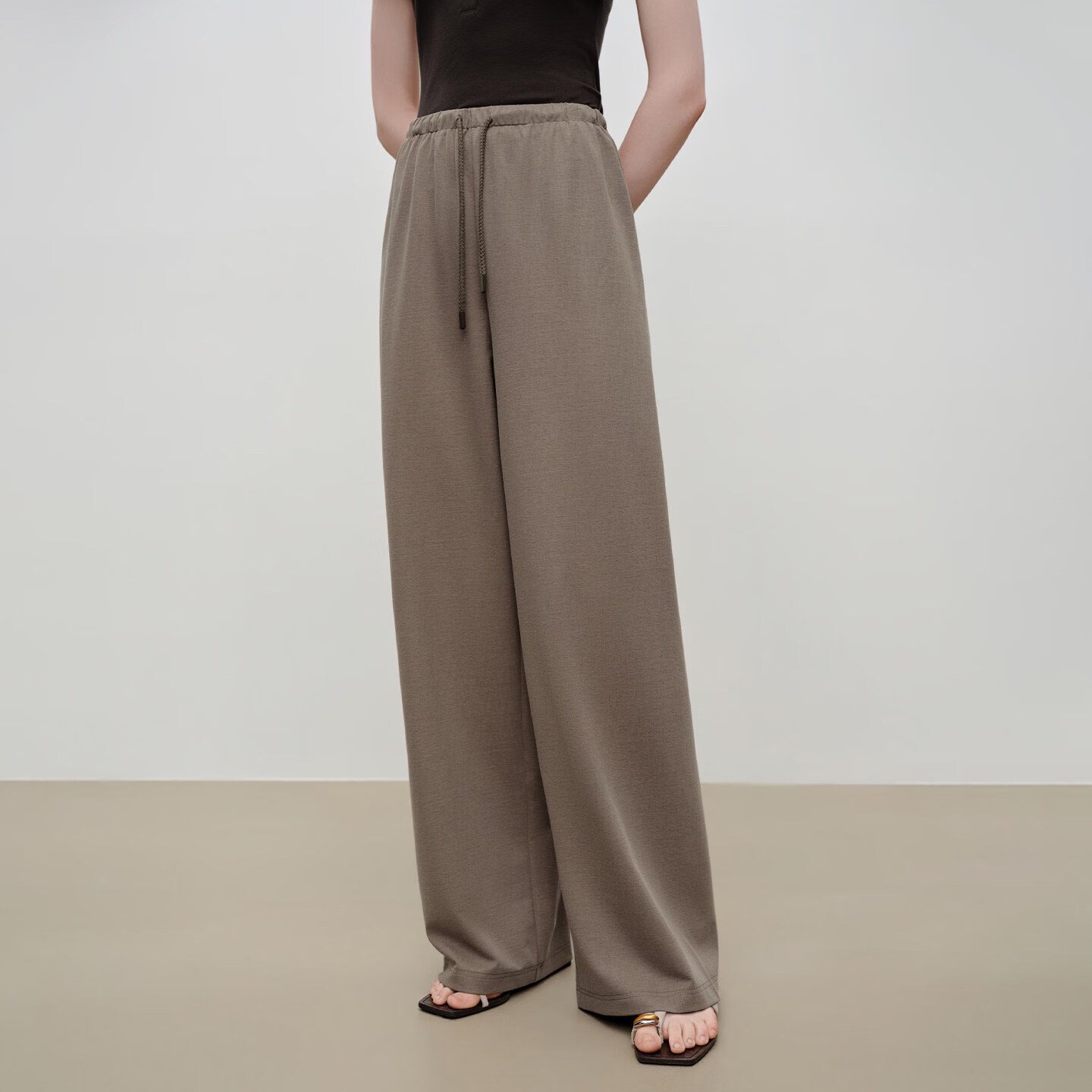 自巧小个子松弛感无侧缝松紧腰抽绳休闲裤女2026年夏季新品 鼠尾草绿 XS （尺码：2）