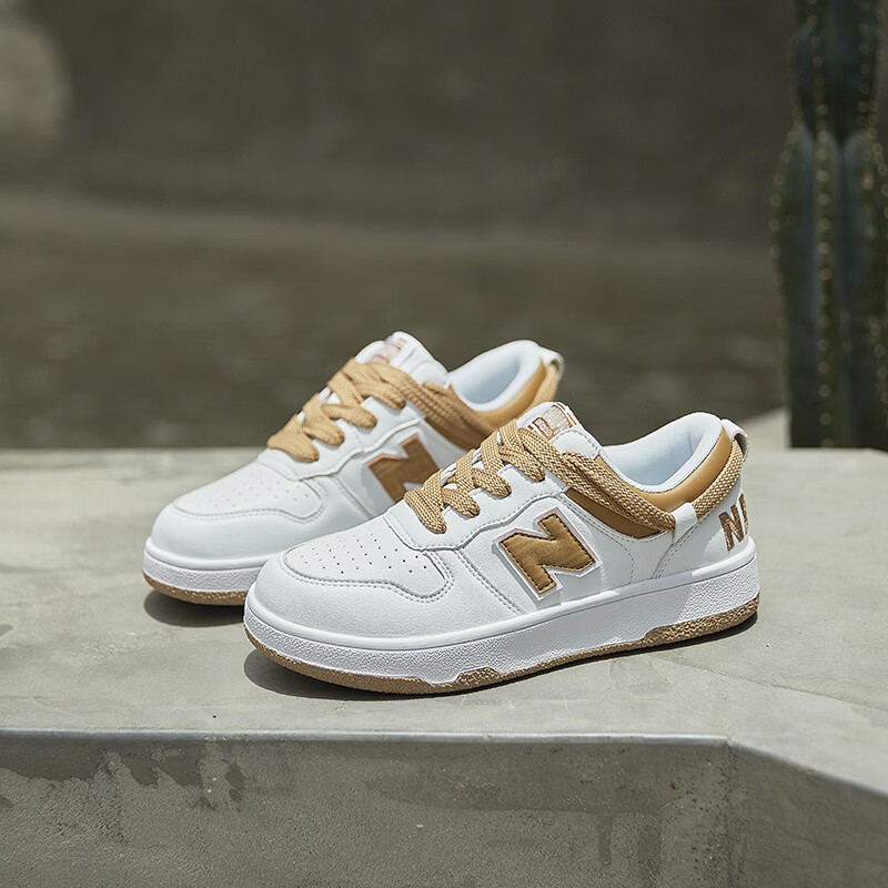 新百伦NB男鞋小众原创日系小白鞋n字鞋307新品春秋酷跑德训白色板鞋 307白粽 45