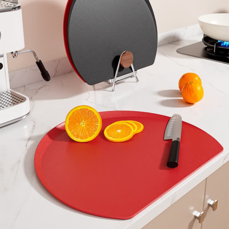 艾仕可（ASCOR）TPU菜板防霉抗菌家用食品级砧板切菜板切水果厨房双面半圆形案板 【升级防霉抗菌】食品级无痕防滑红色-防溢水