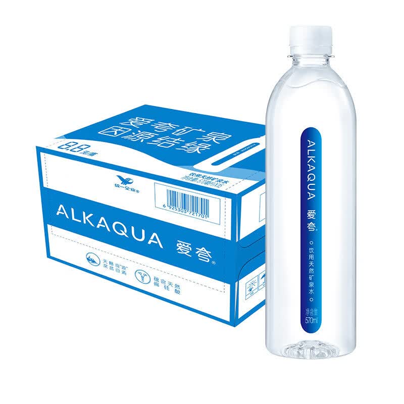 统一（President）ALKAQUA爱夸长白山天然矿泉水饮用水无臭氧生产整箱装 爱夸天然矿泉水 570ml*15瓶