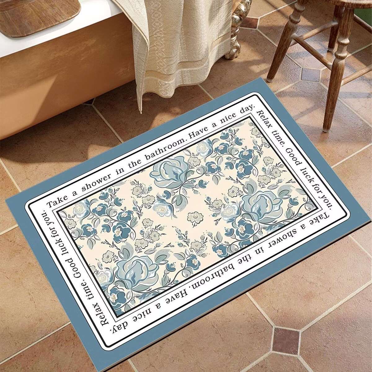 金玉铭川欧式浴室地垫洗手间吸水防滑垫淋浴间洗漱台脚垫卫生间厕所垫子 GZN-M浩瀚-枝繁叶茂 50X80cm【Q弹舒适防滑】