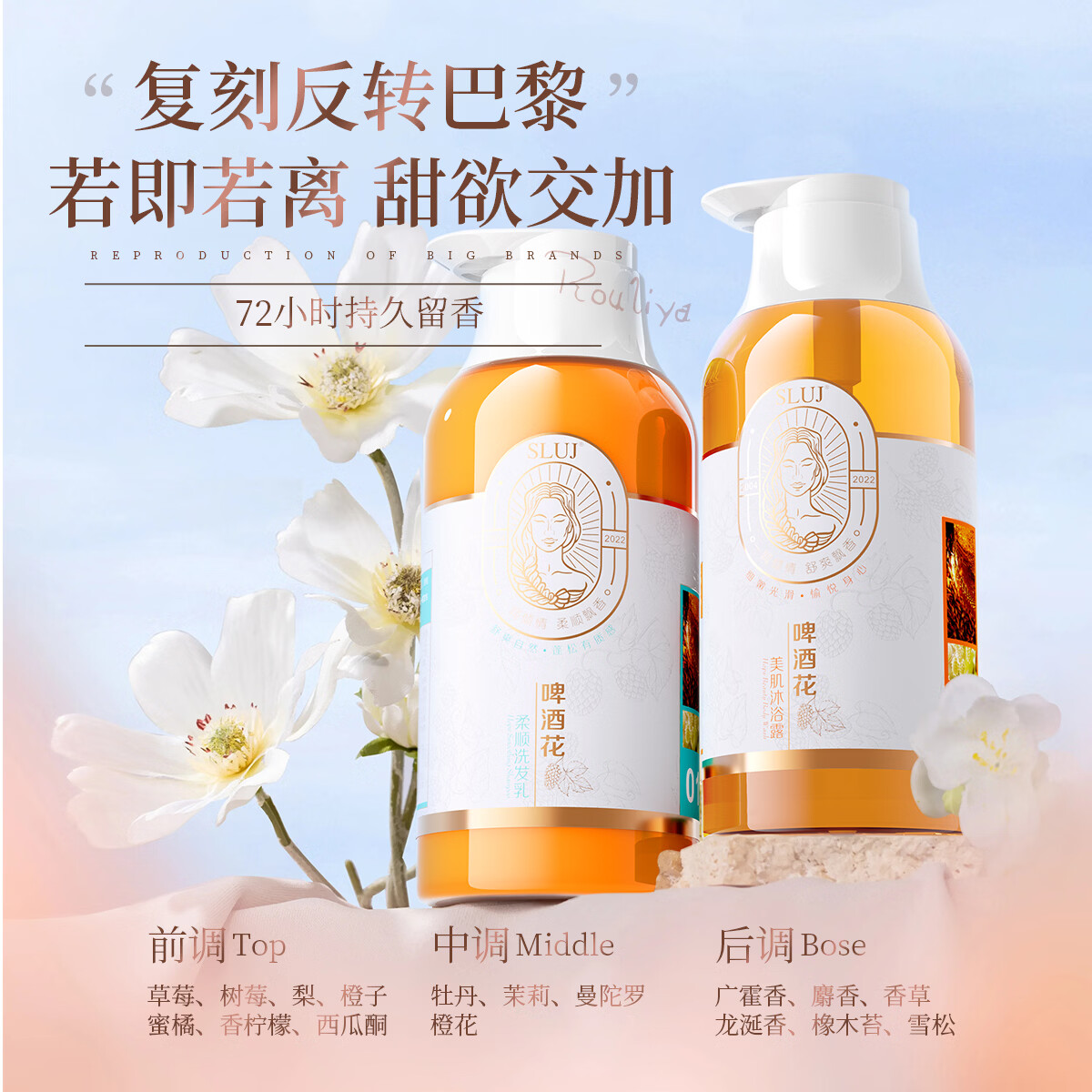 丝露杰（SLUJ）啤酒花去屑洗发乳 洗发水 去屑控油舒缓净抗屑去头屑止痒控油蓬松 柔顺发膜500ml