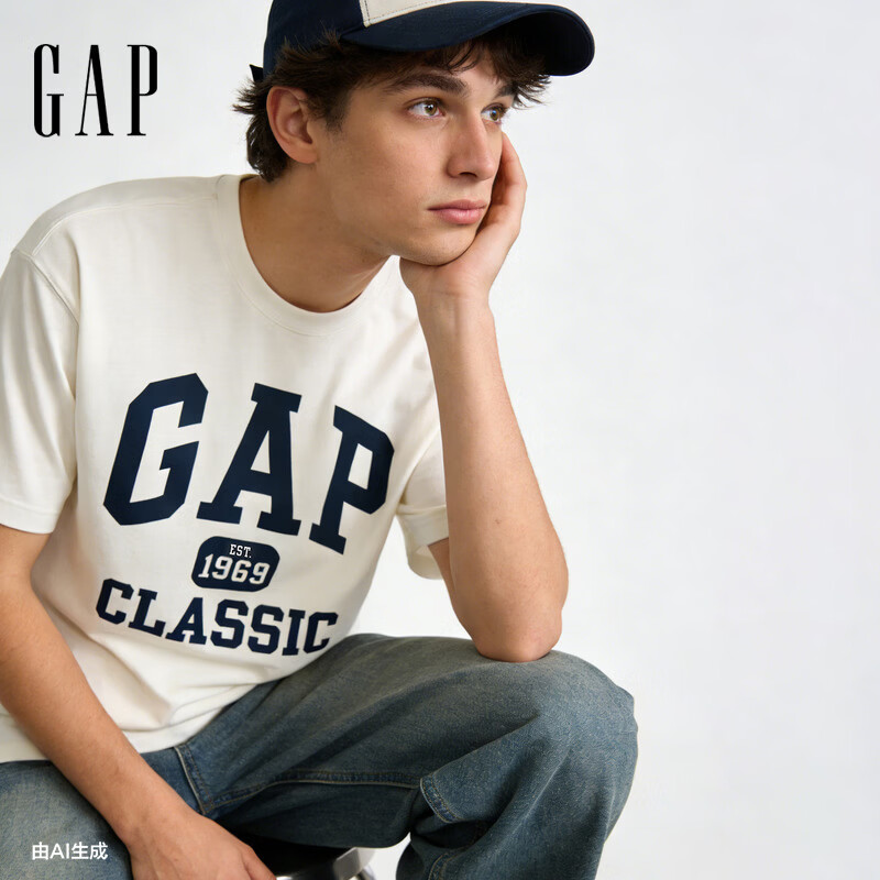 盖璞Gap男女装2026春季新款纯棉logo字母印花宽松短袖T恤上衣866090 白色 XL (180/100A)亚洲尺码