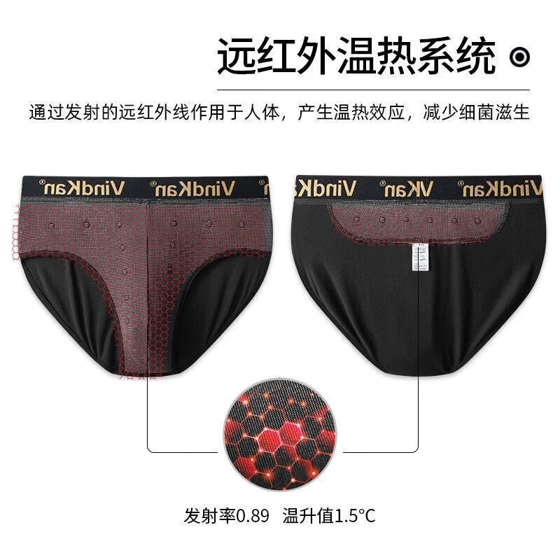 威定康（VindKan）英国卫裤三角男士高档内裤磁石疗中青年莫代尔裤头粗腰大码裤衩 黑红蓝各1条装颜色可备注选 3条 4XL （适合体重176-210斤穿）
