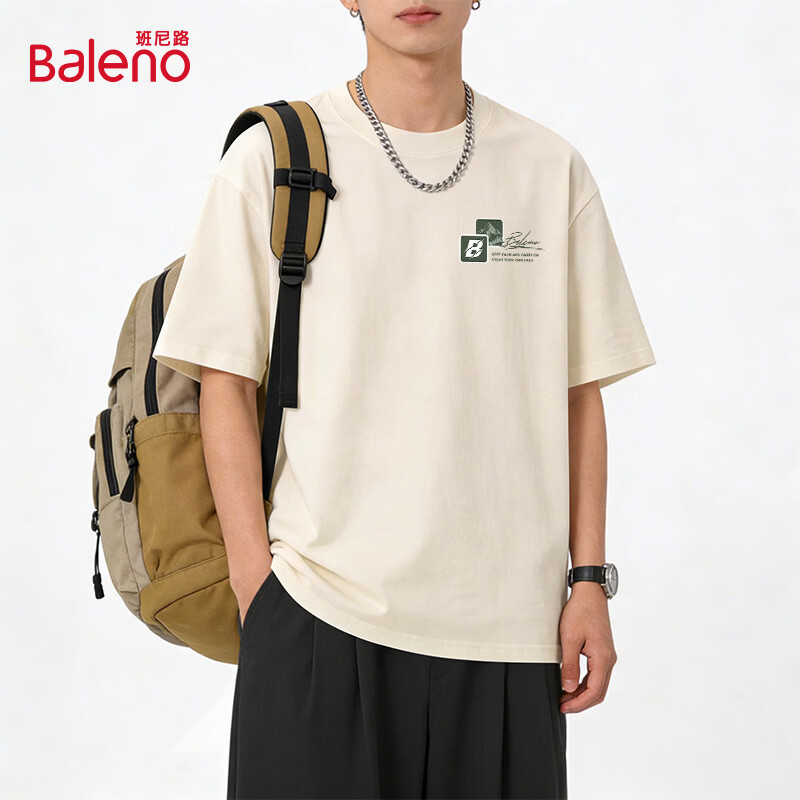 班尼路（Baleno）男士纯棉短袖T恤2026春夏新款宽松休闲男装上衣简约时尚百搭衣服