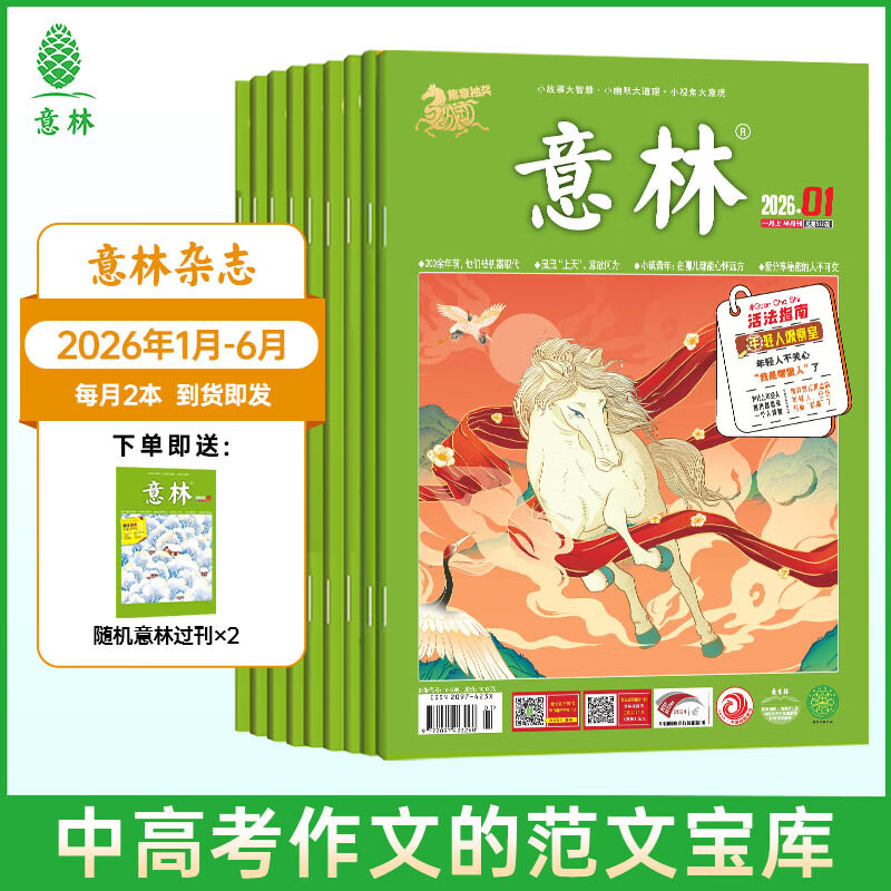 意林杂志 2026年期刊全年订阅 25/24年意林1-12月杂志 初高中生课外阅读写作积累期刊杂志下单送帆布袋 【26年订阅】意林杂志26年1-6月（12本）