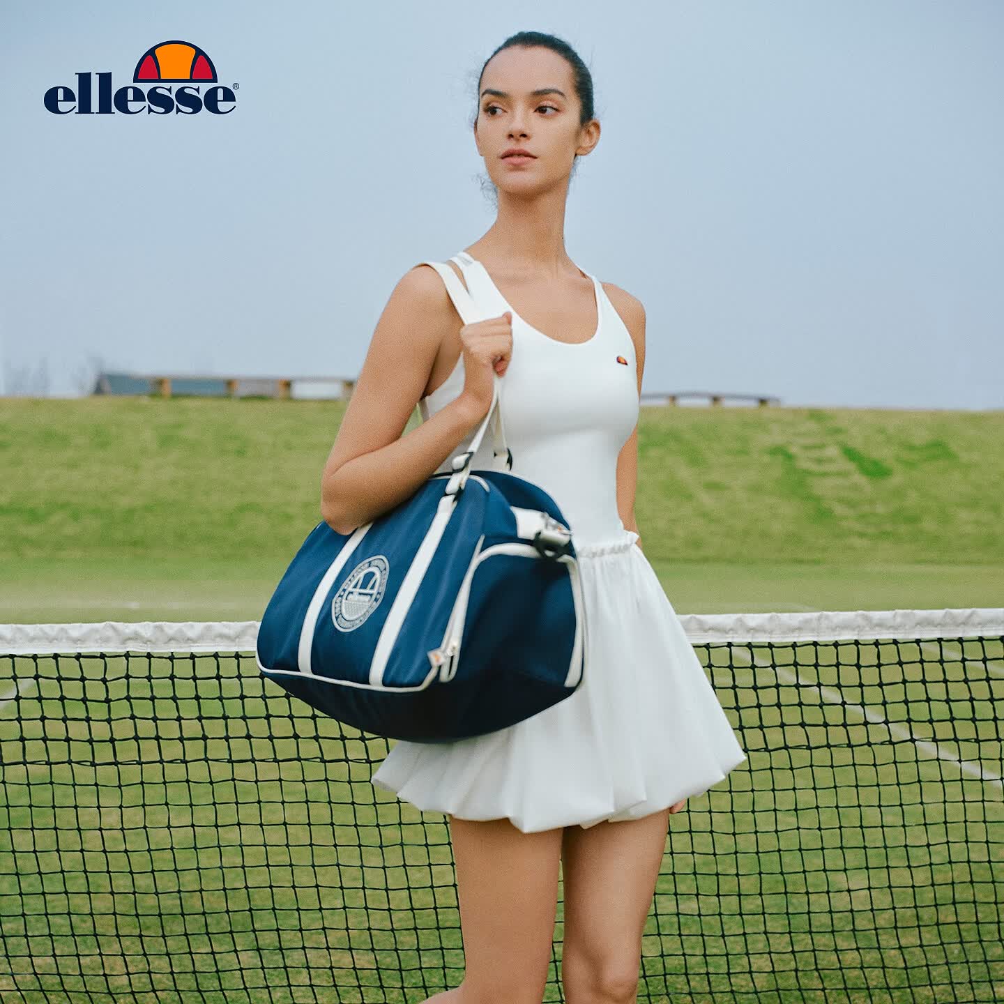 ellesse小贝壳26春夏品网球裙美背轻薄防晒网纱花苞气质连衣裙女 本白 S