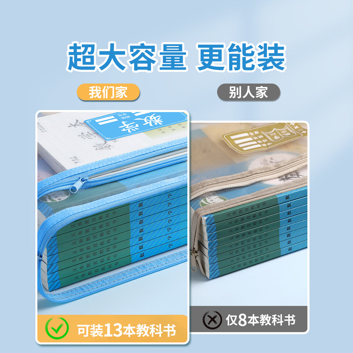 思赞科目分类袋小学生学科袋收纳袋手提袋学生文件袋拉链式试卷分科开学必备课本学习用品资料作业书袋 【加厚双层】语文—可手提