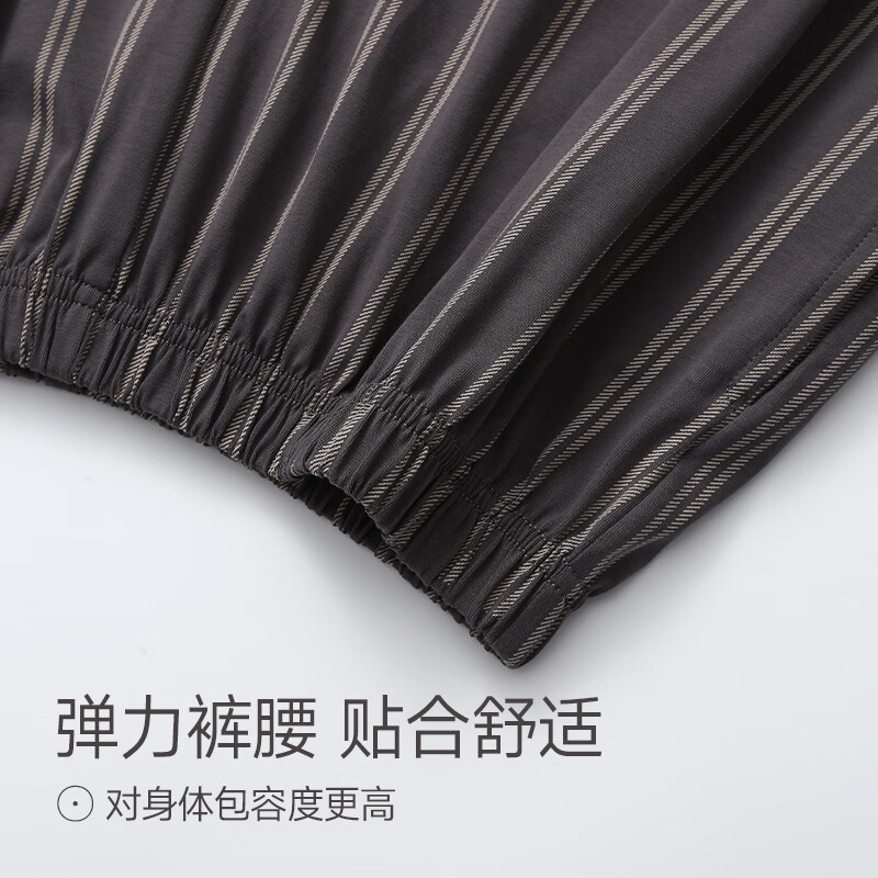 芬腾男士睡裤夏季纯棉薄款五分裤短裤青年男款大码夏天家居裤单裤 深灰 L 建议：115-140斤