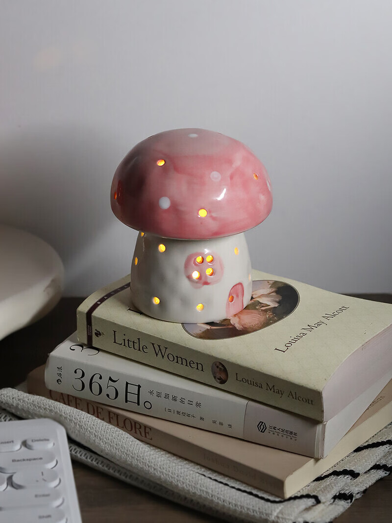 陶瓷蘑菇小夜灯闺蜜生日礼物女生氛围感可爱儿童女孩卧室宿舍床头 红色蘑菇【礼物纸包装】