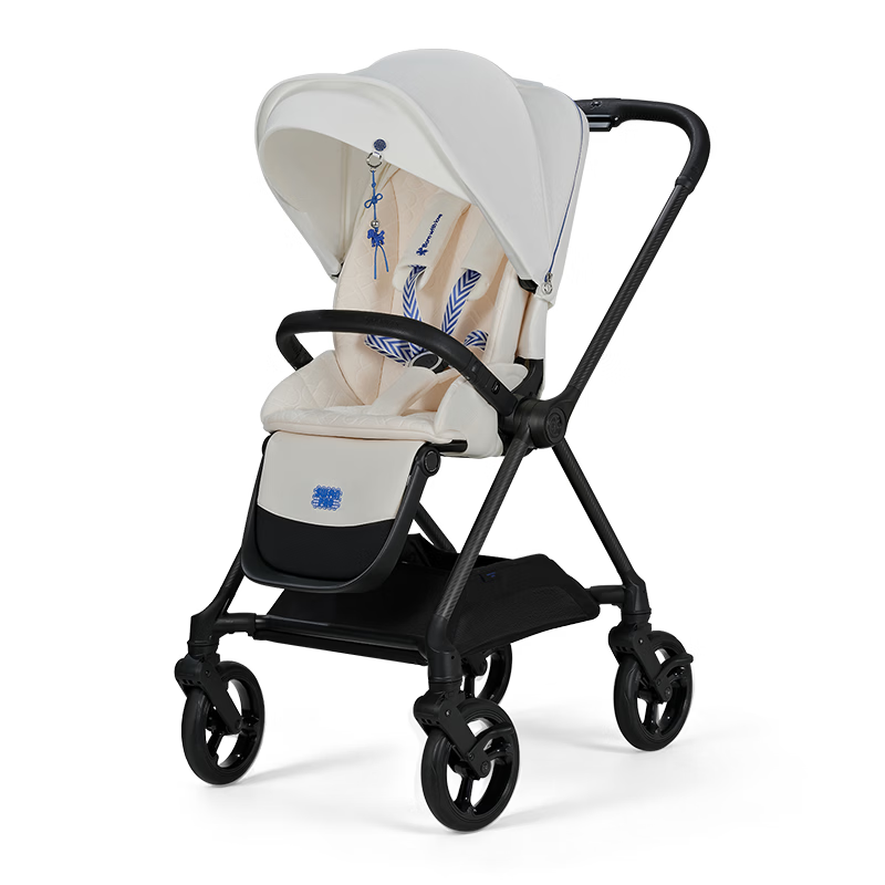 gb好孩子安全婴儿车高景观碳纤维四轮万向双向遛娃推车天鹅proA8000 奶昔白 天鹅Pro