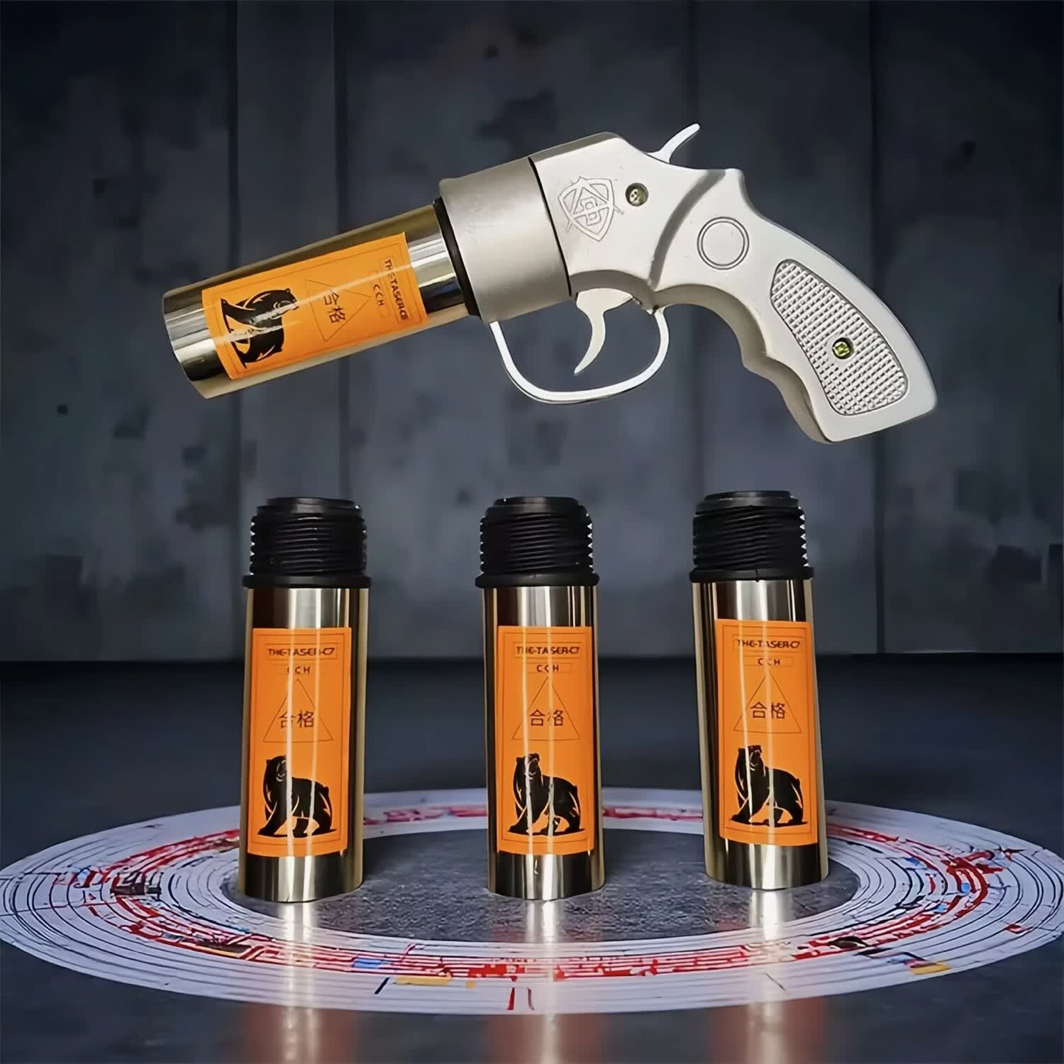 干粉喷枪神器户外旅行车载防身武器家用应急救援装备 银色合金主机+六个干粉头+收纳袋