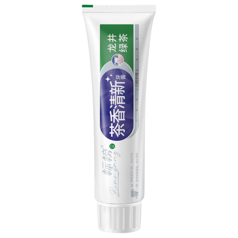 标榜茶香清新龙井绿茶牙膏 减垢祛渍口气清新植物精华洁白牙齿20 茶香龙井薄荷味110g