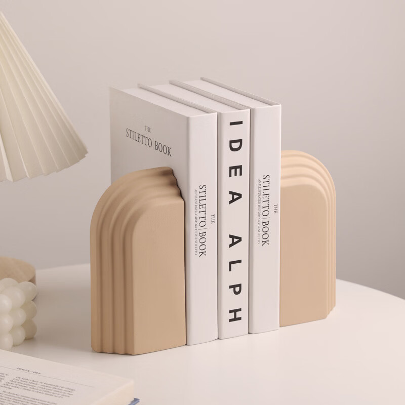 中掌柜电视柜酒柜装饰品摆件现代简约创意陶瓷书档别墅酒店样板间书靠 拱门层片书档磨砂粗粒小麦套装