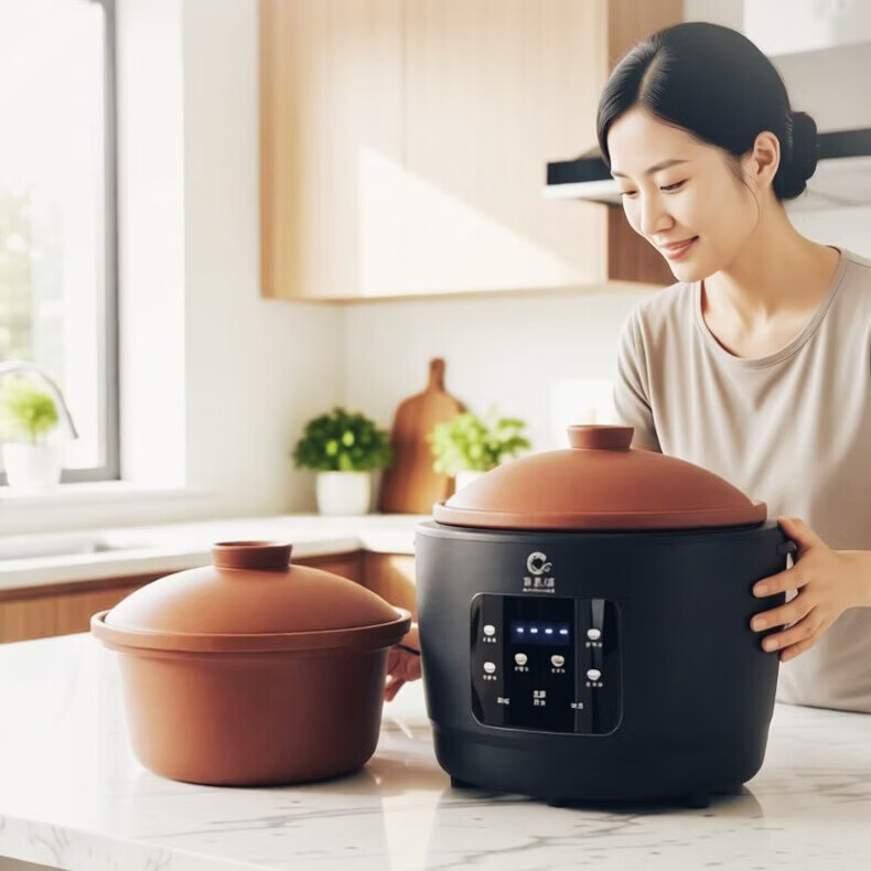 新创埼0涂层天然紫砂锅电饭煲家用多功能柴火饭煲仔饭砂锅3L煮粥煲汤无涂层电饭锅预约定时无水炖肉3L 黑色 3L 单套胆（共：真紫砂内胆1个+真紫砂盖2个）