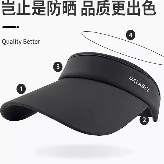 万宝绿防晒帽子遮阳男款2026新款子防紫外线面罩太阳天空顶夏季男士户外 冰丝空顶防晒帽【深灰】