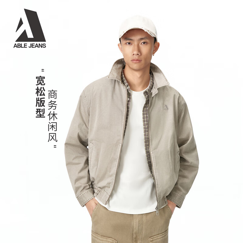 ABLE JEANS26春新款哈灵顿夹克男士高级感立领休闲宽松春夏外套 鸽子灰 L