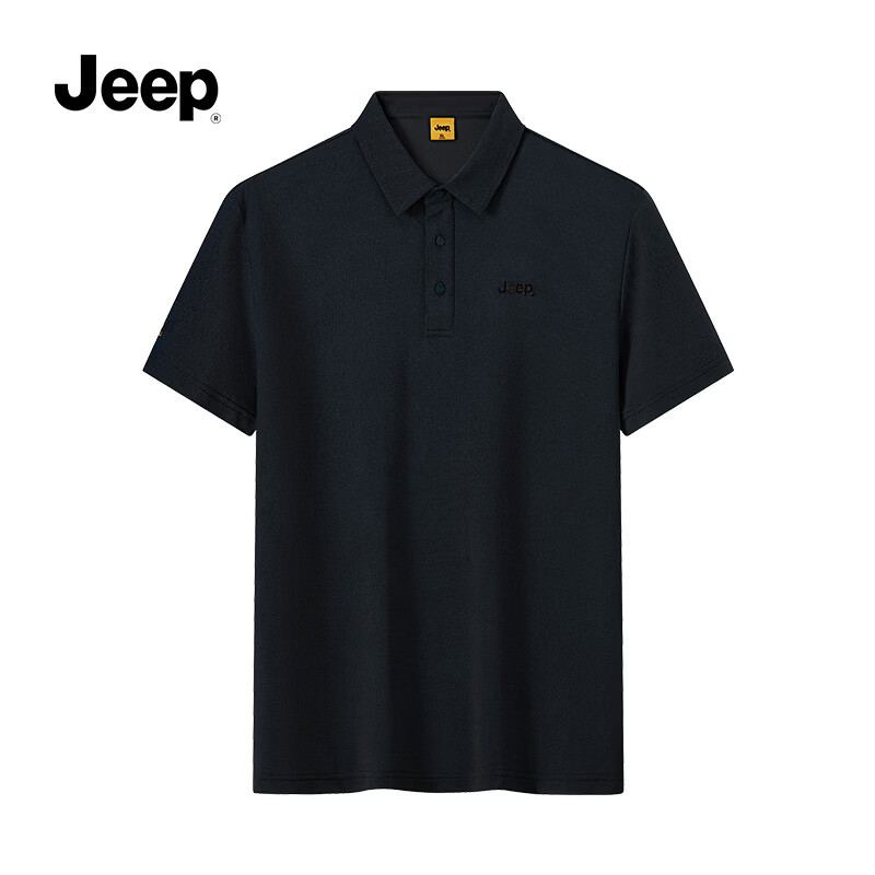 JEEP吉普时尚男装2026年春夏季新款休闲凉感polo衫翻领薄款短袖t恤男 幻影黑 /男女同款 L （175/92A）