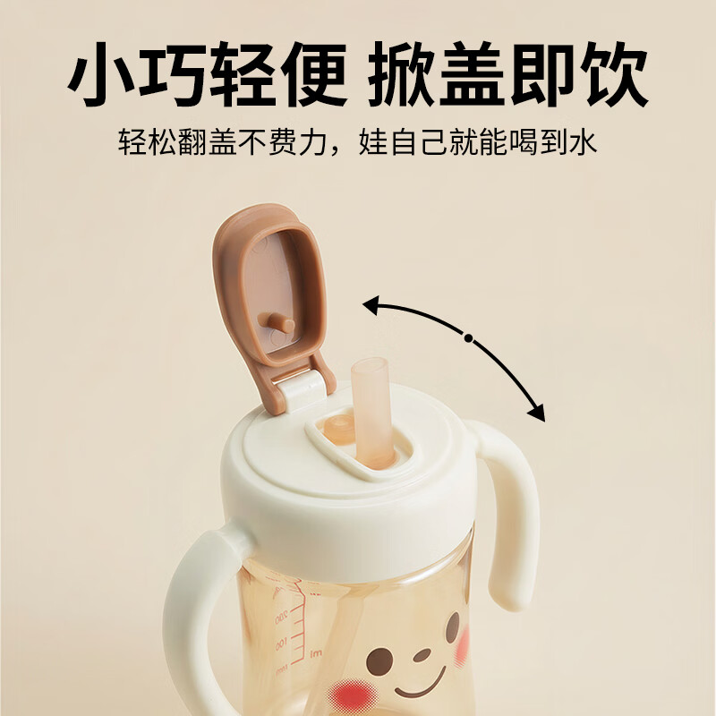 日康（rikang）直饮杯 PPSU奶瓶1岁+以上儿童水杯牛奶杯 【360ML】B1077白色直饮杯