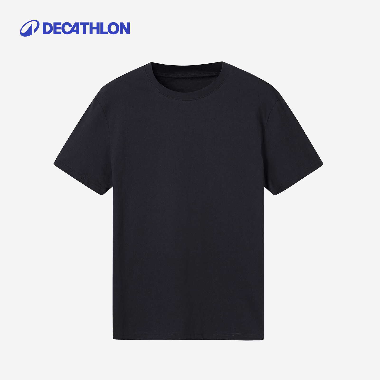 迪卡侬（DECATHLON）运动t恤男纯棉纯色圆领打底衣跑步健身基础训练短袖T恤 【1件】黑色 L