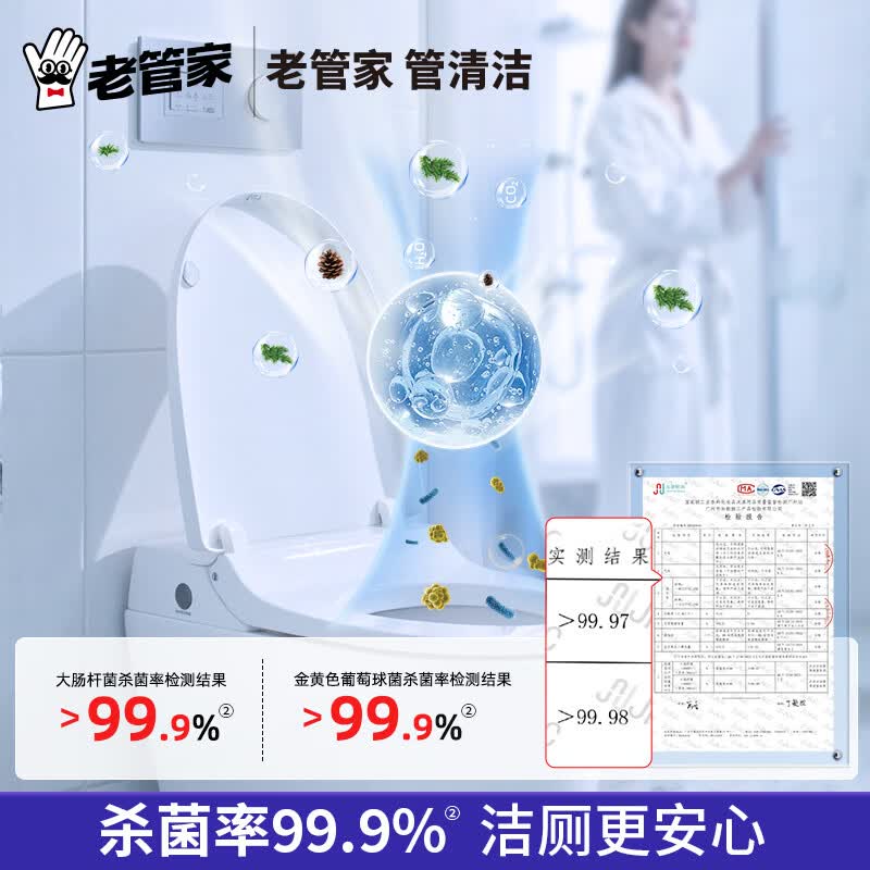 老管家强效洁厕液清香除臭洁厕灵卫生间马桶洁厕剂强力除垢清洁剂 500g 4瓶