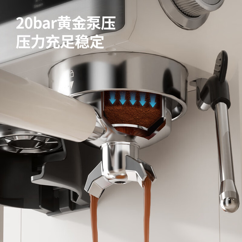 AEOMJK【新年礼物】艾摩客研磨一体冷热双萃取咖啡机 意式半自动家用美式公室咖啡机CM5520 【政府补贴】冷热双萃取研磨一体